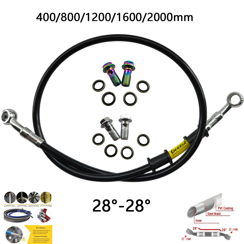 Brake Line Motorcycle - 28 ° -28 ° Siyah Örgülü