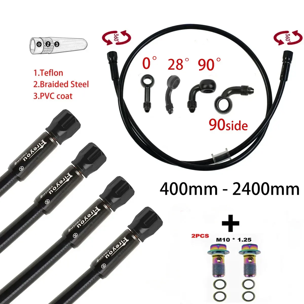 Brake Line Motorcycle - AN3 Örgülü Fren Hortumu Motosiklet Hidrolik